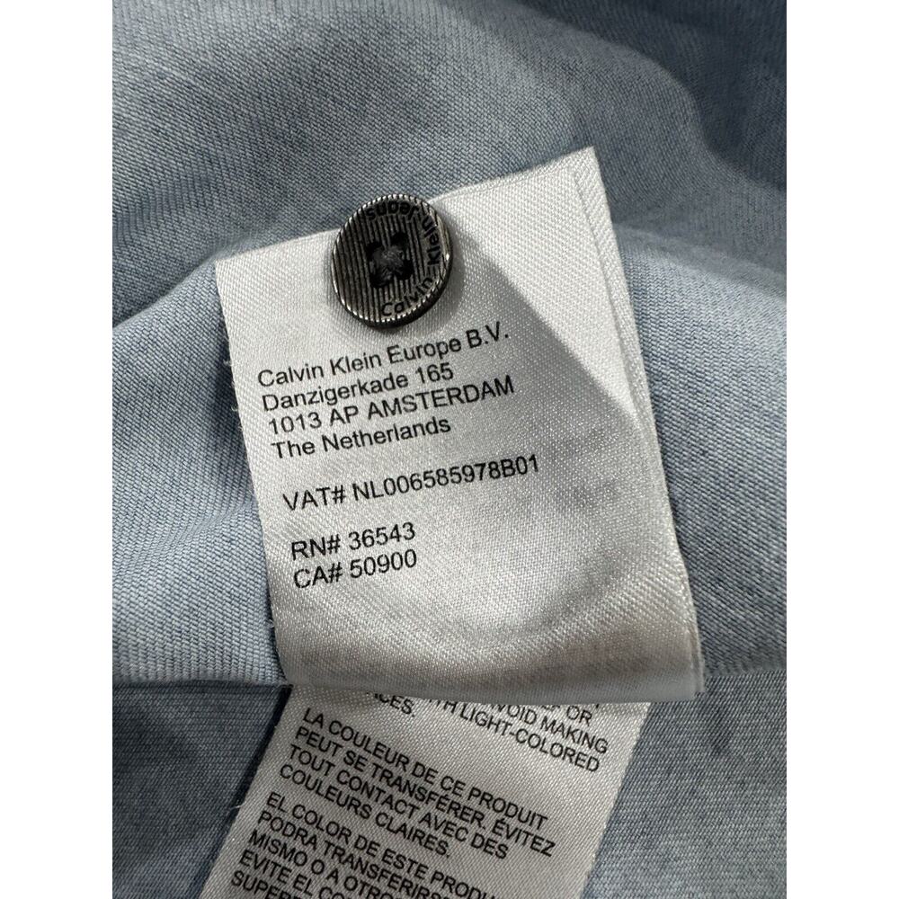 Vintage 90s CK Calvin Klein Jeans Denim Button Shirt Men Large Sun Faded - Picture 7 of 7